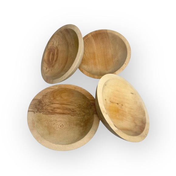 Vintage: Williams Sonoma 𖦹 Set of 4 Hand Carved Maple Salad Bowl 𖦹 - Picture 14 of 17